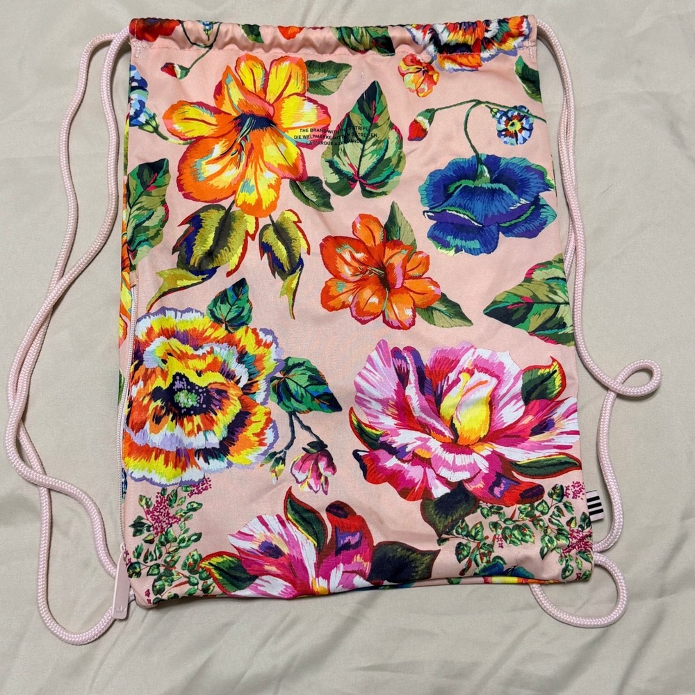 FARM Rio X Adidas Floralita Pink Floral Gym Sack / Backpack / Bag‎ 17.5" x 13.5" - Picture 5 of 14